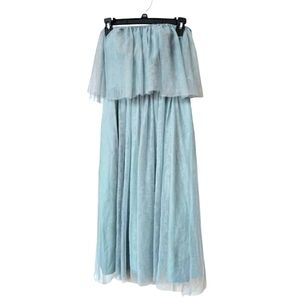 Reverly Mint Green Formal Lace Overlay Off Shoulder Flowy Midi Dress Strechy